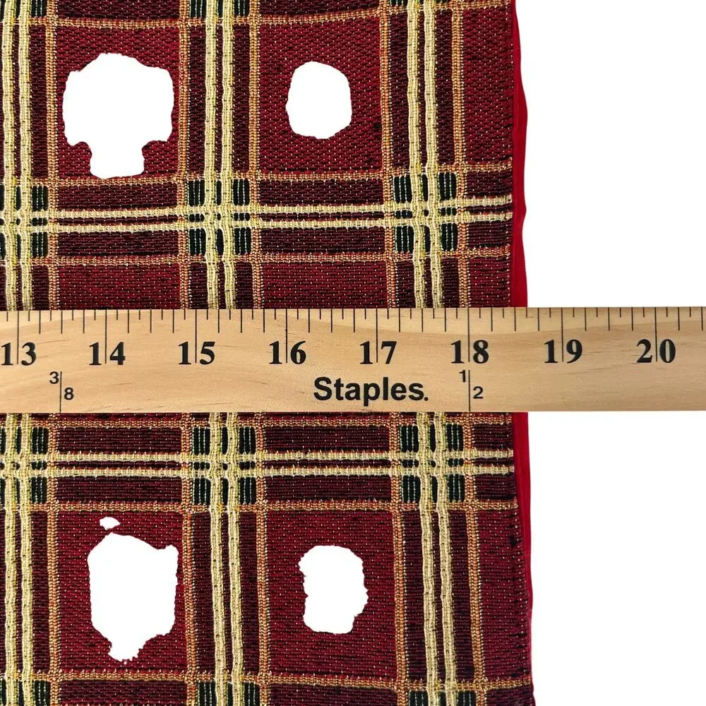 Set of 4 Holiday Christmas Placemats Red Gold Tartan Plaid Deer Stag Head Festiv